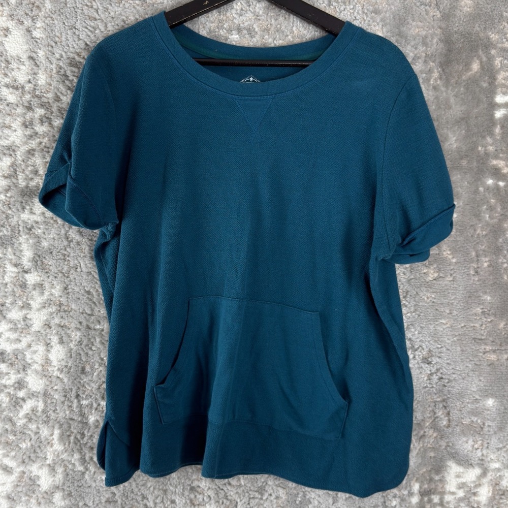 St Johns Bay Size XL Active Athlsure Minimalist Top Blue Short Sleeve Pullover